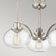 Lampadario moderno in acciaio con 3 diffusori in vetro rotondi