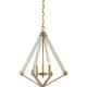 Lampadario moderno medio con struttura in acciao e legno con 3 lampadine