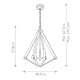 Lampadario moderno medio con struttura in acciao e legno con 3 lampadine