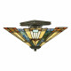 Plafoniera a soffitto classica in metallo con paralume in vetro tiffany a 2 luci