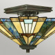 Plafoniera a soffitto classica in metallo con paralume in vetro tiffany a 2 luci