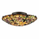 Plafoniera classica in metallo e diffusore rotondo in vetro tiffany con 2 luci