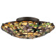 Plafoniera classica in metallo e diffusore rotondo in vetro tiffany con 2 luci