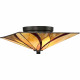 Plafoniera classica struttura in metallo e diffusore in vetro tiffany a 2 luci