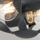 Plafoniera rotonda dal design rustico in acciaio con diffusore a 2 luci