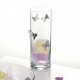 Vaso in vetro trasparente con farfalle in argento in stile moderno