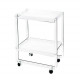 Carrello per cucina o salone a due ripiani con ruote in plexiglass