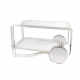 Carrello portavivande con ruote e struttura in plexiglass
