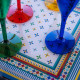 Vassoio grande moderno in plexiglass con decoro Foulard
