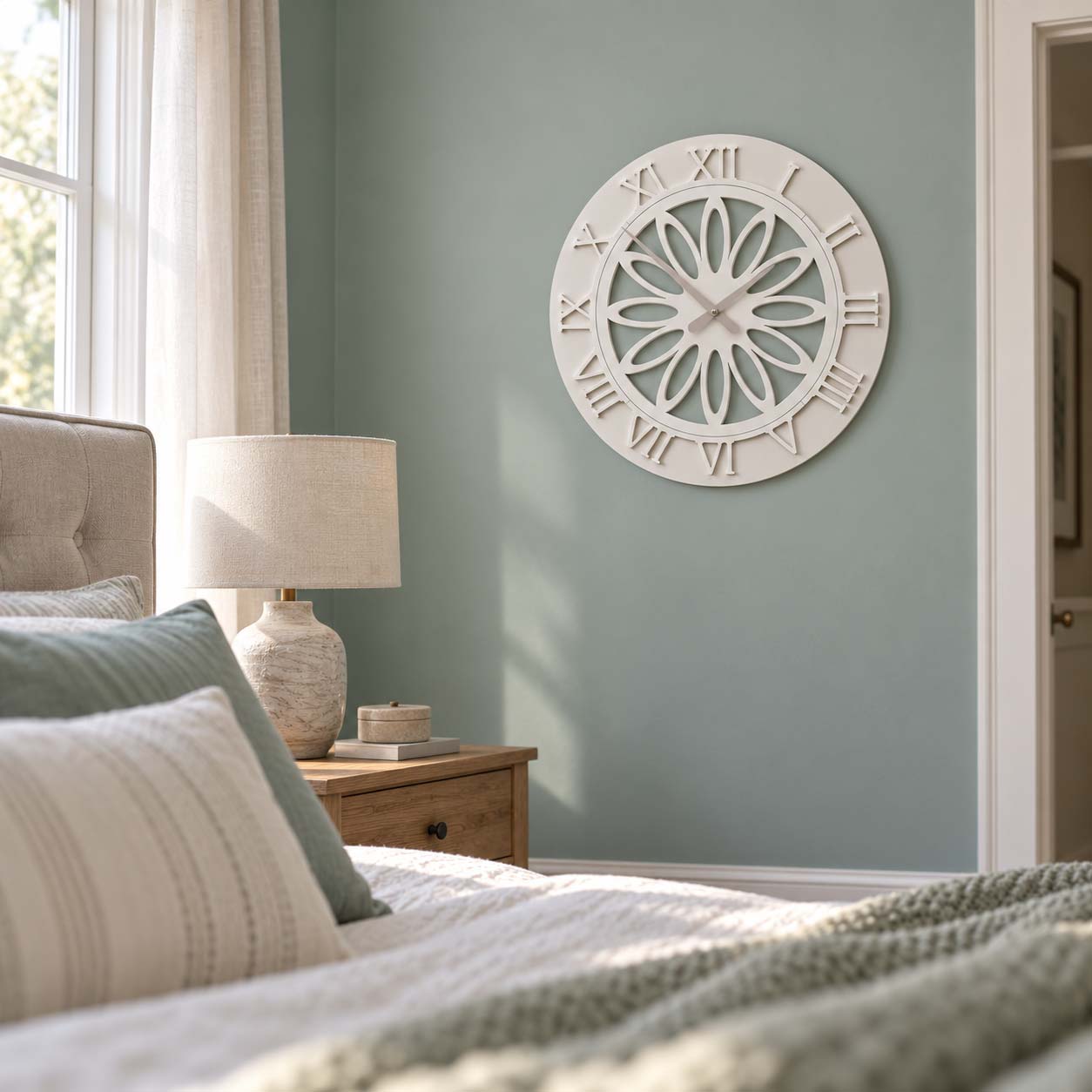 Orologio da parete visibile dal letto e collocato lontano dalla testata