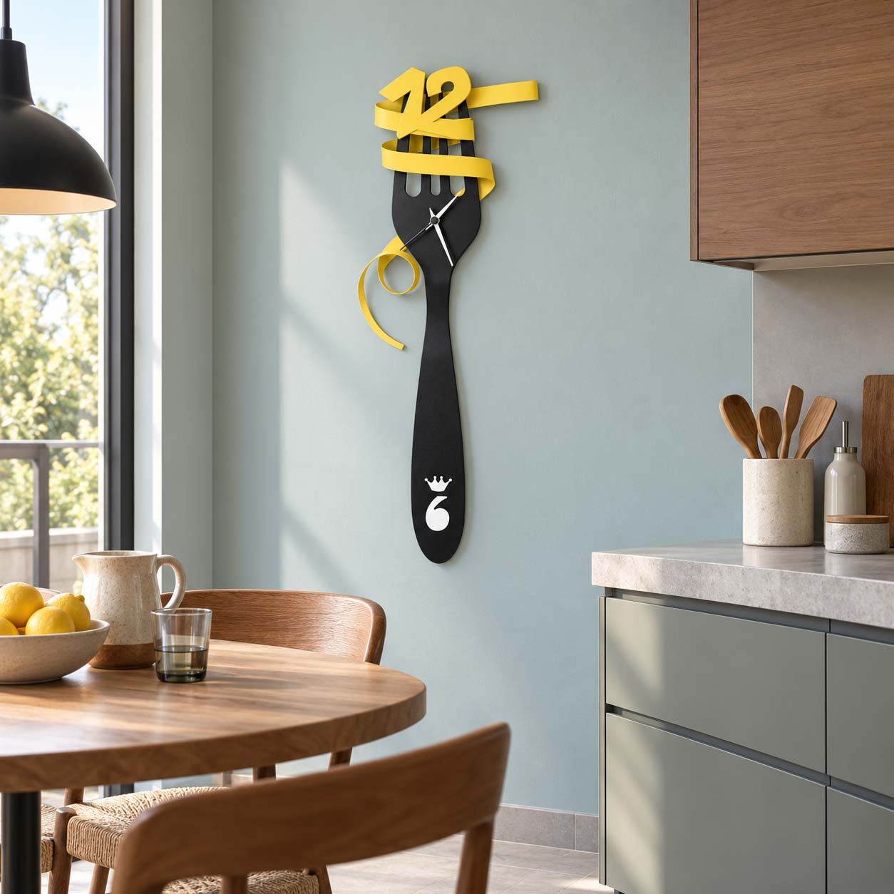 Orologio da parete collocato in cucina, lontano da vapore e schizzi