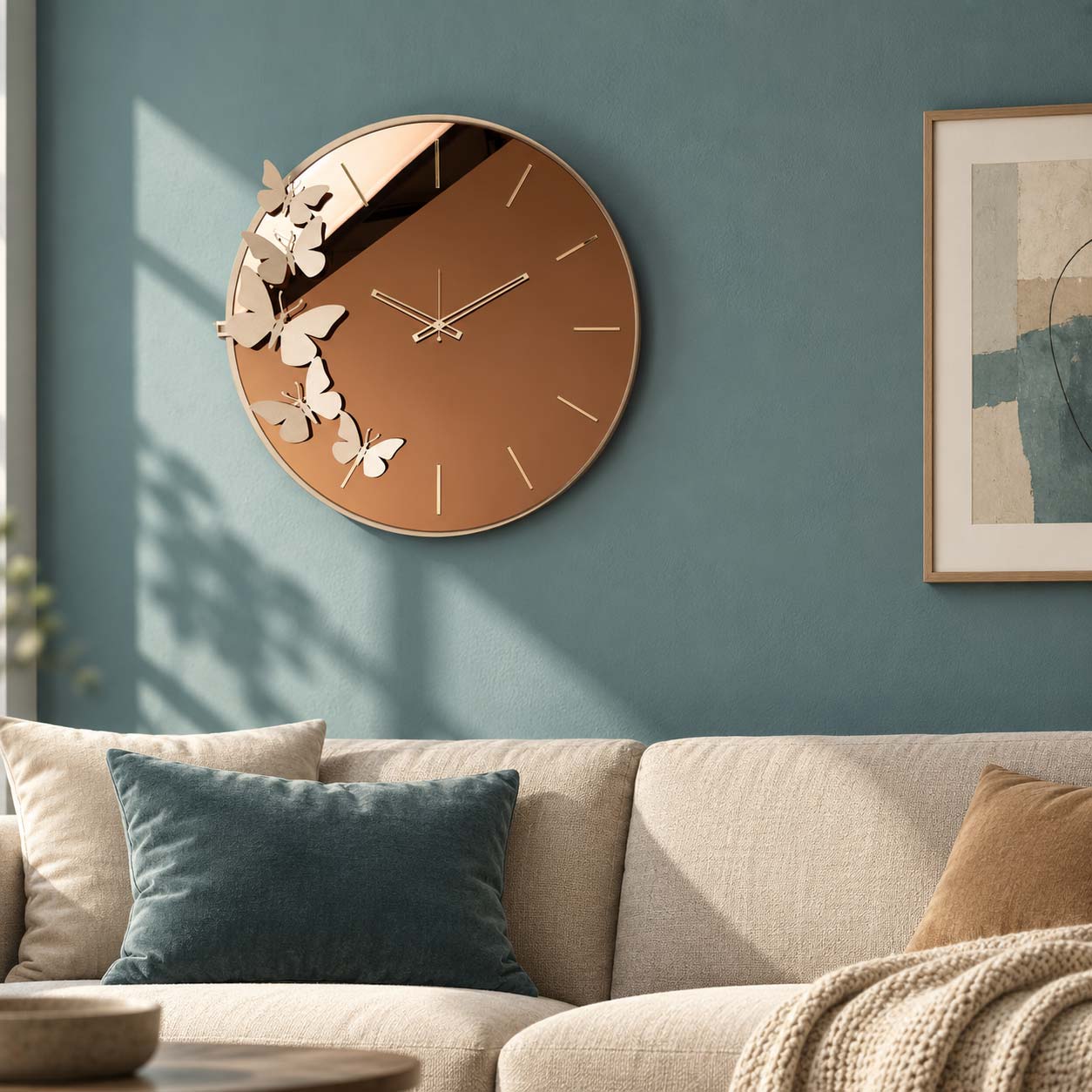 Orologio da parete collocato sulla parete del soggiorno
