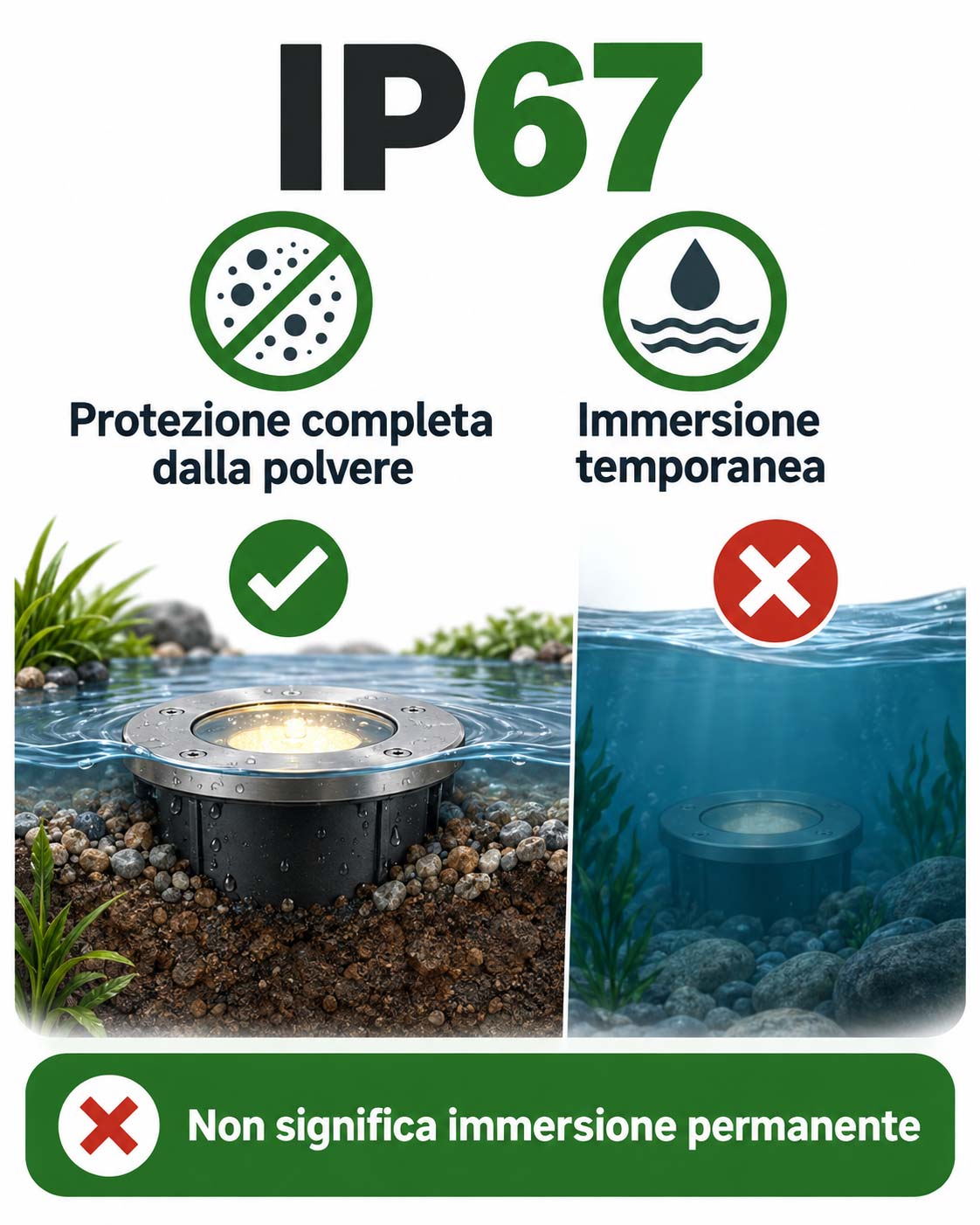 Grado IP67 e protezione dall’immersione temporanea