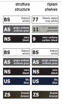 Pezzani libreria bassa componibile moderna in acciaio con varie scaffalature a vista musa