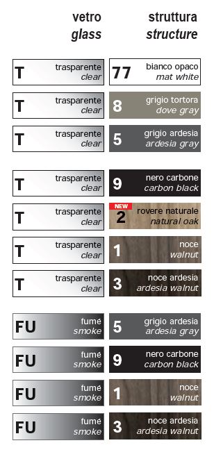 Pezzani Libreria moderna da terra divisoria con struttura in legno e fondo in vetro collezione Step