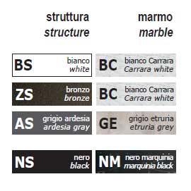 Pezzani tavolino da salotto piccolo con ripiano in marmo